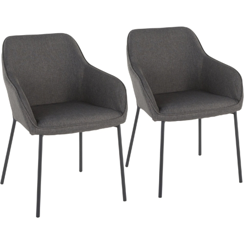 Daniella Dining Chair in Charcoal Fabric & Black Metal (Set of 2)